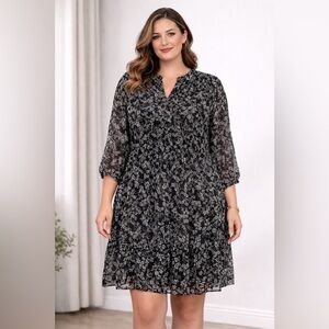 MSK Black and White Floral Dress